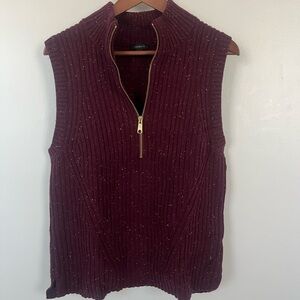 Talbots Burgundy Zip-Up Sweater Vest